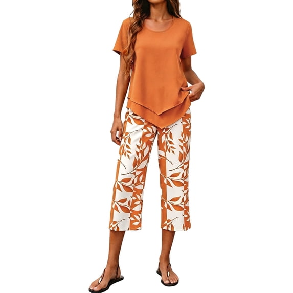 Women’s Summer Pants Set Trousers Suit Versatile Casual Holiday Modern Wide Leg Two Piece Elegant Weekend Wear
