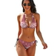 thumbnail image 1 of Women's Summer Pink Crystals Bikini Summer Triangle Bathing Suit Tie String Thong, 1 of 5