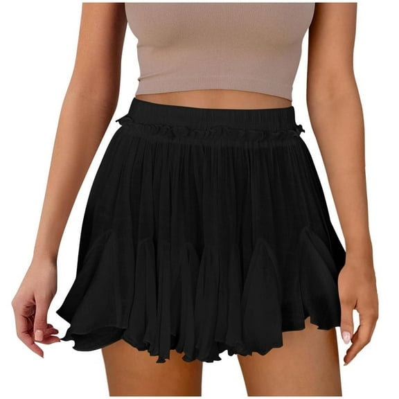 Women's Summer Pleated Shorts Casual Elastic Waist Skirts Shorts Loose Beach Vacation Sports Shorts