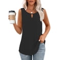thumbnail image 1 of Women's Summer Pleated Tank Tops Keyhole Round Neck Babydoll Peplum Blouses Flowy Loose Fit Sleeveless Tunic Shirts, 1 of 1
