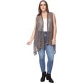 thumbnail image 1 of Women's Summer Plus Size Boho Open Front Hippie Crochet Cover Up Sleeveless Draped Shawl, Brown, X-Large/XX-Large, 1 of 7