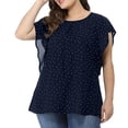 thumbnail image 1 of Women's Summer Plus Size Ruffle Sleeve Shirt Top Polka Dot Chiffon Blouse, 1 of 1