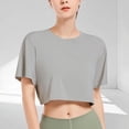 thumbnail image 1 of Women's Summer Plus Size T-Shirts Short Sleeve Round-Neck Regular Casual Tee shirts Loose Fit Gray Tops Clothes S-XL, 1 of 5