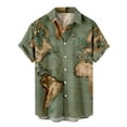 thumbnail image 1 of Mens Hawaiian Shirt World Map Print Short Sleeve Button Down Shirt Tropical Holiday Summer Beach Shirts, 1 of 5