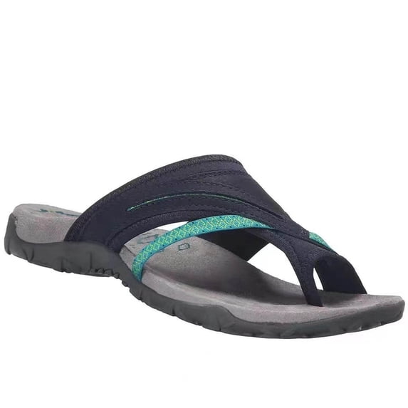 Women's Summer Plus-size Flip-toe Casual And Comfortable Beach Slippers Summer Sandals Blue 37