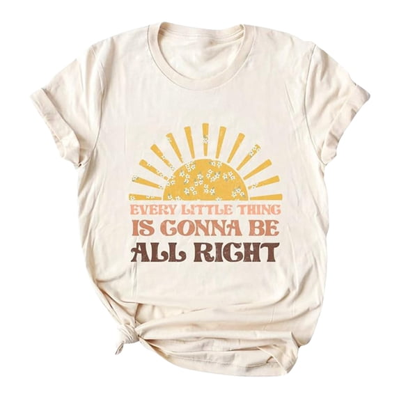 Women's Summer Print Fit Colored Top Short Sleeved T Shirt