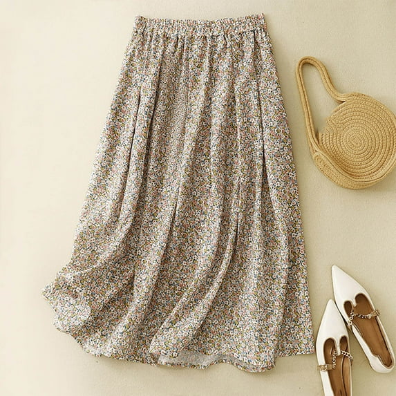 Women's Summer Printed Elastic Waist-line Umbrella Casual Loose Half Skirt