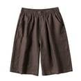thumbnail image 1 of Women's Summer Printed Five Points Large Size Cotton Linen Pants Casual Pants Shorts Coffee,XXL, 1 of 6