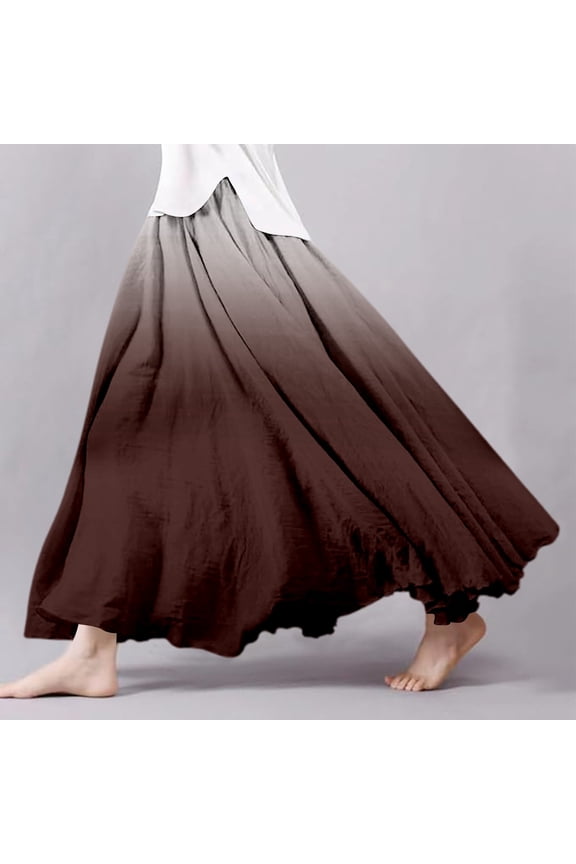 Women's Summer Printed Linen Wrap Skirt Elastic Waist A Line Boho Beach Skirt Flowy Long Maxi Skirt For Vacation Belly Dance Skirts for Women Neon Skirt Denim Skirt Plaid Skirt plus Size Womens Denim