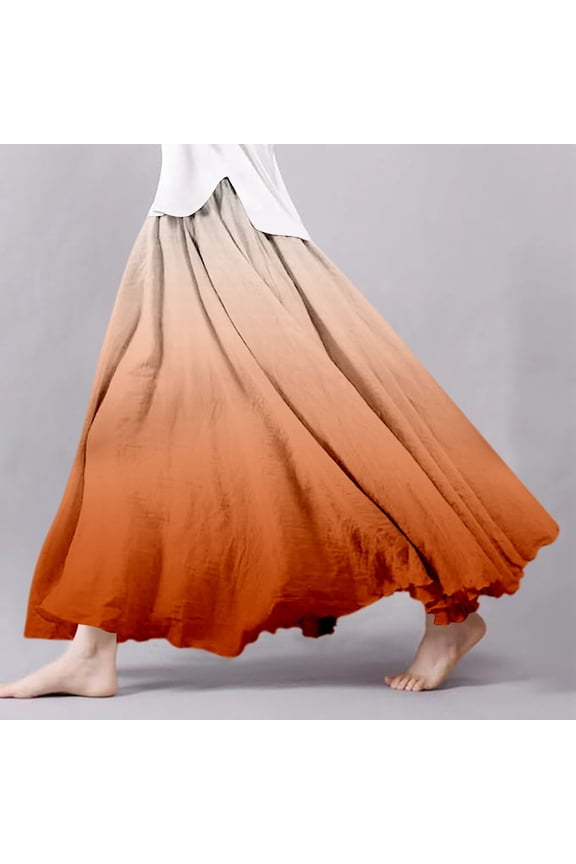 Women's Summer Printed Linen Wrap Skirt Elastic Waist A Line Boho Beach Skirt Flowy Long Maxi Skirt For Vacation Belly Dance Skirts for Women Neon Skirt Denim Skirt Plaid Skirt plus Size Womens Denim