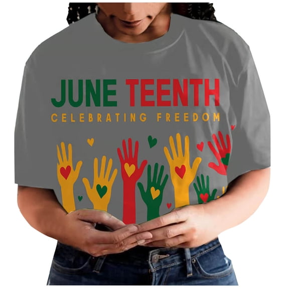 Women's Summer Printed Tops Crew Neck Short Sleeve Shirts Casual Loose Fit Graphic Tee Soft Comfy Clothes (M, Gray)