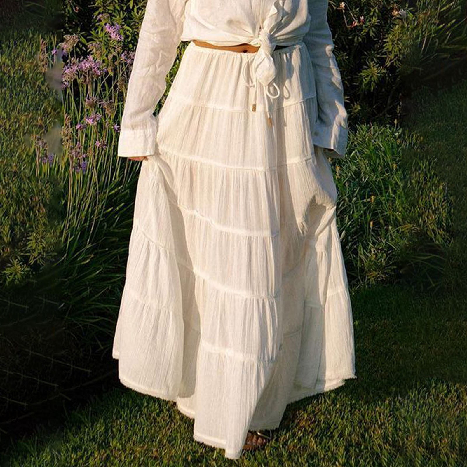 Women's Summer Resort Style Drawstring Waist Skirt Skirts 50s Style ...