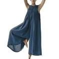 thumbnail image 1 of Women's Summer Retro Casual Oversize Loose Wide Leg Jumpsuit Long Baggy Overall Trousers Cool Jumpsuits for Women V Neck Suit Bodysuit for Women Dressy Loose Jumpsuit for Women Pocket Short Sleeve Tie, 1 of 8