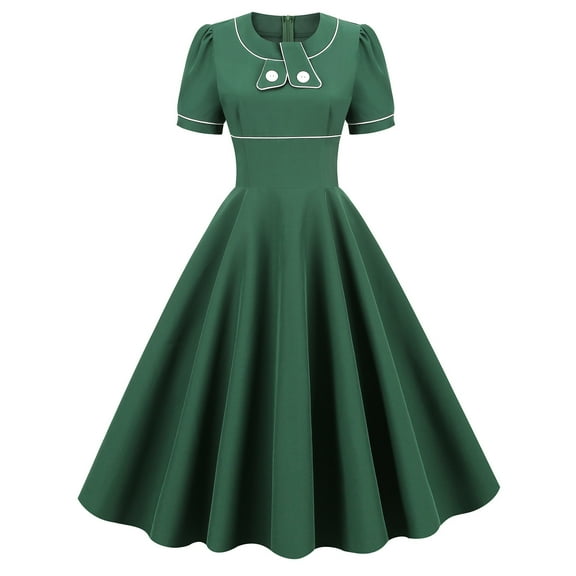 Women's Summer Retro Vintage Tea Party Prom Dress Elegant Formal Dress Cocktail Party A Line Flare Swing Midi Dress