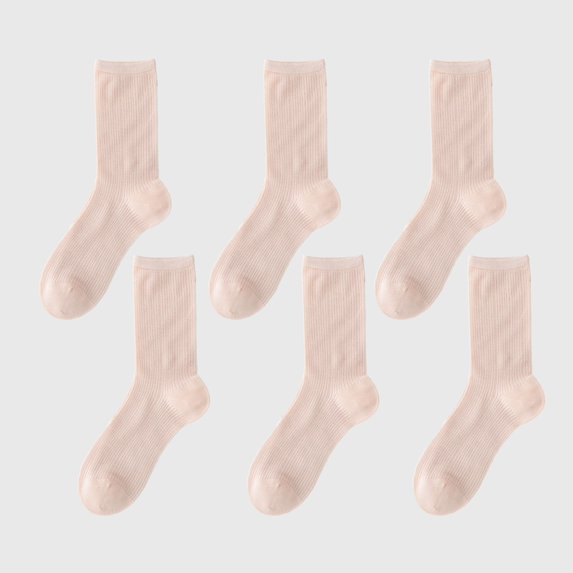 Women's Summer Ribbed Ankle Socks 6Pk - Pink