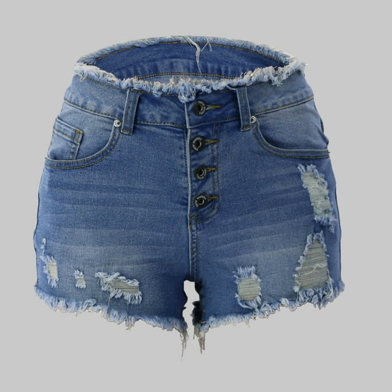 Women's Summer Ripped Jean Shorts Stretch Skinny Denim Shorts Beach Casual Women Shorts