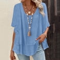 thumbnail image 1 of Women's Summer Round-Neck Casual Half Sleeve Ruffle T-Shirt Top, 1 of 5