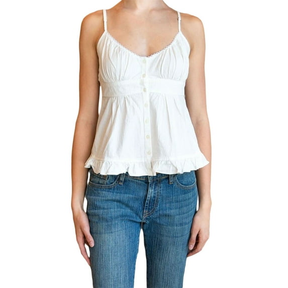 Women's Summer Ruffle Hem Loose Tank Top Casual Sleeveless Vest Spaghetti Strap Camisole Shirts Blouses