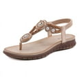thumbnail image 1 of Women's Summer Sandals Casual Comfortable Flip Flops Beach Shoes Ankle T-Strap Thong Elastic Open Toe Flat Sandals for Beach Wedding, 1 of 6