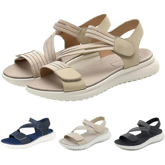 Women's Summer Sandals : with foot arch pad, Adjustable Woven Straps for All-Day Walking Comfort