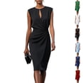 thumbnail image 1 of Women's Summer Satin Dress 2026 Elegant Sleeveless Dress Formal Wedding Guest Dresses Cocktail Party Midi Dresses,Black XXL, 1 of 6