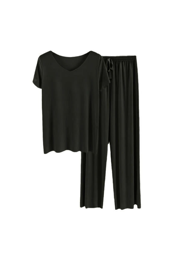 Women's Summer Seamless Pajama Set - Soft Ice Silk Loungewear, Solid Color, L-XXXL, Breathable/Cool, Home/Sleeping, Machine Washable