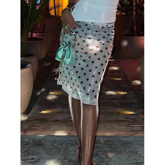 Women's Summer Sheer Bodycon Mini Skirt with Elastic Waist