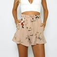 thumbnail image 1 of Women's Summer Short High Waist Ruffle Tiered Mini Skirt Floral Printed A-line Bohemian Layered Ruffled Beach Cute Skirt Khaki M, 1 of 7