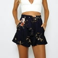 thumbnail image 1 of Women's Summer Short High Waist Ruffle Tiered Mini Skirt Floral Printed A-line Bohemian Layered Ruffled Beach Cute Skirt Navy M, 1 of 7
