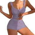 thumbnail image 1 of Women's Summer Short Set 2 Piece Sexy Ruffle Crop Camisole Babydoll Tops and Boxer Shorts Set, 1 of 4