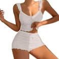 thumbnail image 1 of Women's Summer Short Set 2 Piece Sexy Ruffle Crop Camisole Babydoll Tops and Boxer Shorts Set, 1 of 4