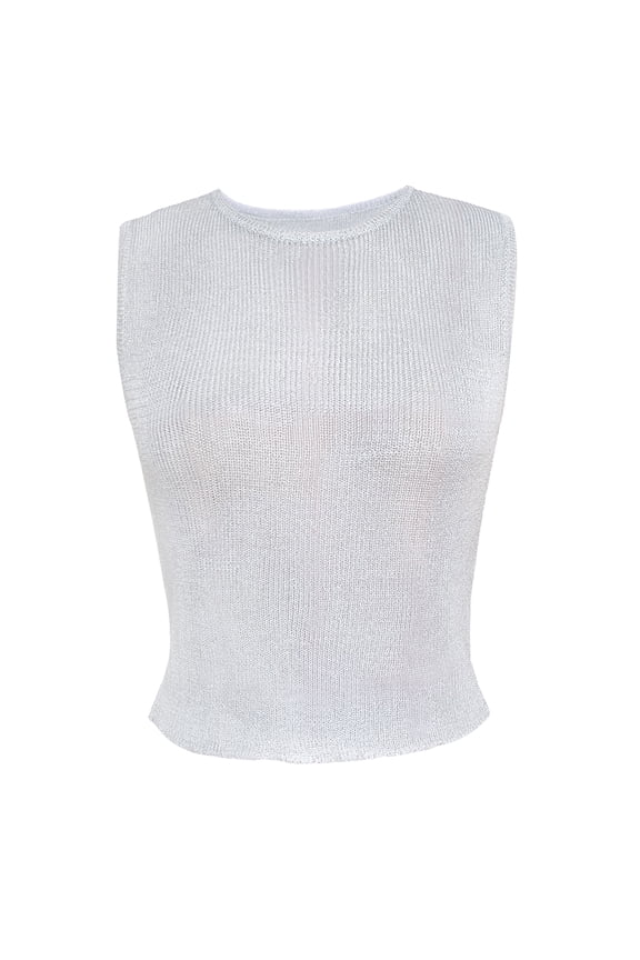 Women's Summer Short Skinny Vest Tops Solid Color Sleeveless O Neck Sheer Crop Tops