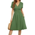thumbnail image 1 of Women's Summer Short Sleeve Casual Dresses V-Neck Floral Party Dress with Pockets, 1 of 6