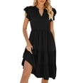thumbnail image 1 of Women's Summer Short Sleeve Casual Dresses V-Neck Party Dress, 1 of 6
