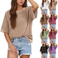 thumbnail image 1 of Women's Summer Short Sleeve Crewneck Oversized Tops T-Shirts Blouses Casual Loose Fit Solid Color Basic Tee Fashion Essential for Casual Daily Wear Work Office Vacation | CSEONE,Khaki XL, 1 of 9