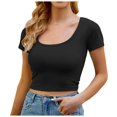 thumbnail image 1 of Women's Summer Short Sleeve Crop Top Casual Slim Fit Crewneck Basic Tee Comfortable Fashion T-Shirt for Daily Wear, 1 of 5