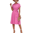 thumbnail image 1 of Women's Summer Short Sleeve Dresses,Office Cocktail Bodycon Lapel Dress with Belt, 1 of 7