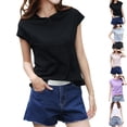thumbnail image 1 of Women's Summer Short Sleeve Hooded Tops Shirts Blouses Loose Fit Solid Color Casual Daily Wear Vacation Beach Loungewear Fashion Essential Gift for Women | CSEONE,White L, 1 of 9