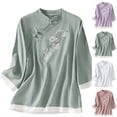thumbnail image 1 of Women's Summer Short Sleeve Loose Fit Tops Shirts Blouses Crewneck Solid Color Casual Daily Wear Vacation Beach Outfits Fashion Essential Gift for Women | HAODEJW,Purple M, 1 of 9