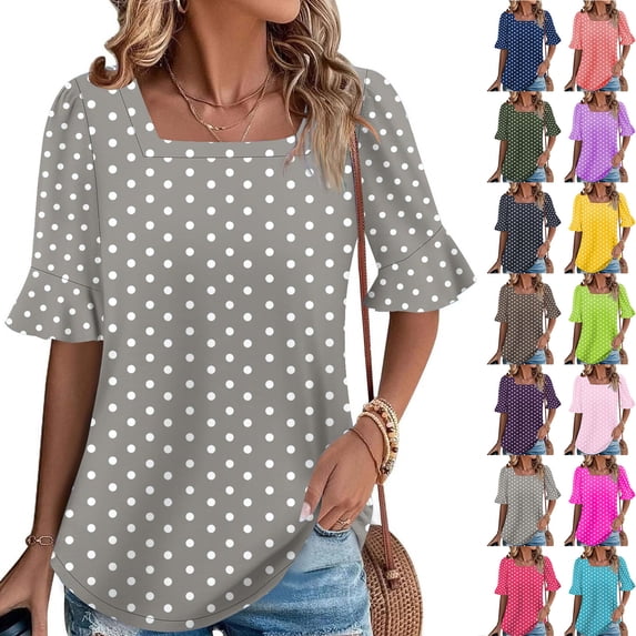 Women's Summer Short Sleeve Round Neck Printed Blouse Tops Shirts Casual Daily Wear Vacation Beach Loungewear Outfits Fashion Essential Gift for Women | Sopatenor,Light Blue XL