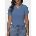 thumbnail image 1 of Women's Summer Short Sleeve Shirt V-Neck Collar Pullover Tops Lightweight Knit Polo Shirt, 1 of 4