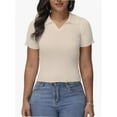 thumbnail image 1 of Women's Summer Short Sleeve Shirt V-Neck Collar Pullover Tops Lightweight Knit Polo Shirt, 1 of 4