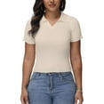 thumbnail image 1 of Women's Summer Short Sleeve Shirt V-Neck Collar Pullover Tops Lightweight Knit Polo Shirt, 1 of 4