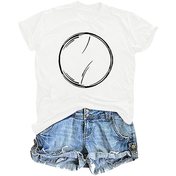 Women's Summer Short Sleeve Shirts Cute Funny Graphic Tee Crew Neck Casual Loose Fit Clothes Basic Blouses (S, White)