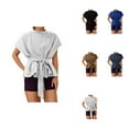 thumbnail image 1 of Women's Summer Short Sleeve Tie Front T-Shirt, Breathable Crewneck Tee for Casual Daily Wear Outfits, 1 of 4