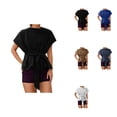 thumbnail image 1 of Women's Summer Short Sleeve Tie Front T-Shirt, Breathable Crewneck Tee for Casual Daily Wear Outfits, 1 of 4