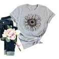 thumbnail image 1 of Women's Summer Short Sleeve Tops Casual Sunflower Print T Shirt, 1 of 1
