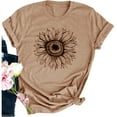 thumbnail image 1 of Women's Summer Short Sleeve Tops Casual Sunflower Print T Shirt, 1 of 1