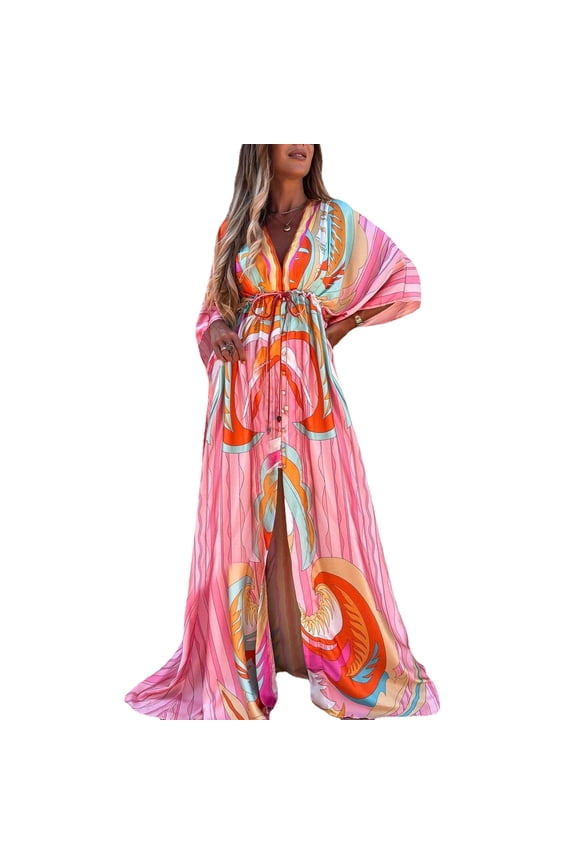 Women's Summer Short Sleeve V-Neck Floral Short Party Dress