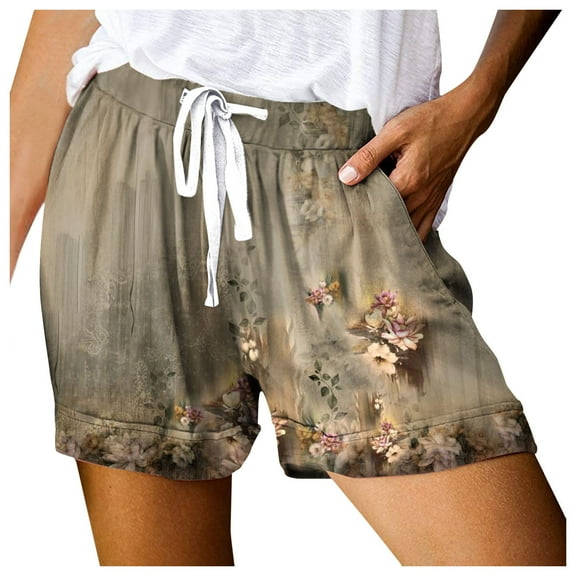 Women's Summer Shorts Drawstring Elastic Waist Lightweight Casual Beach Shorts with Pockets S-2XL